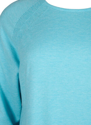 Strikket bluse med Raglan-ermer, Blue Curacao Mel., Packshot image number 2