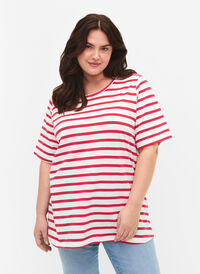 Stripete T-skjorte i bomull, Bright Rose Stripes, Model