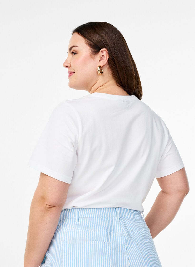 T-skjorte i økologisk bomull med rund hals, Bright White, Model image number 1