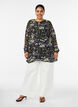 A-linjeformet tunika med blomsterprint, Svart, Model image number 1
