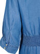 Myk denimkjole med 3/4-ermer og smock, Blue denim, Packshot image number 3