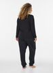 Viskose bluse med blonder og V-hals, Svart, Model image number 2