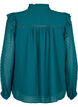 Skjortebluse med volanger og prikkete tekstur, Shaded Spruce, Packshot image number 1