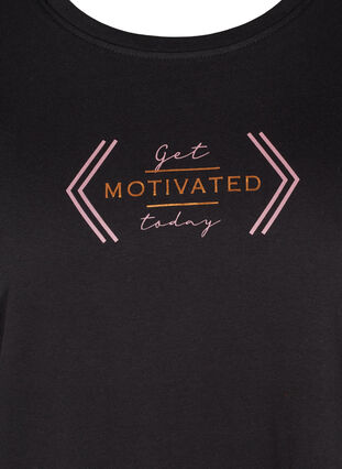 T-skjorte til trening med trykk, Black Motivated, Packshot image number 2