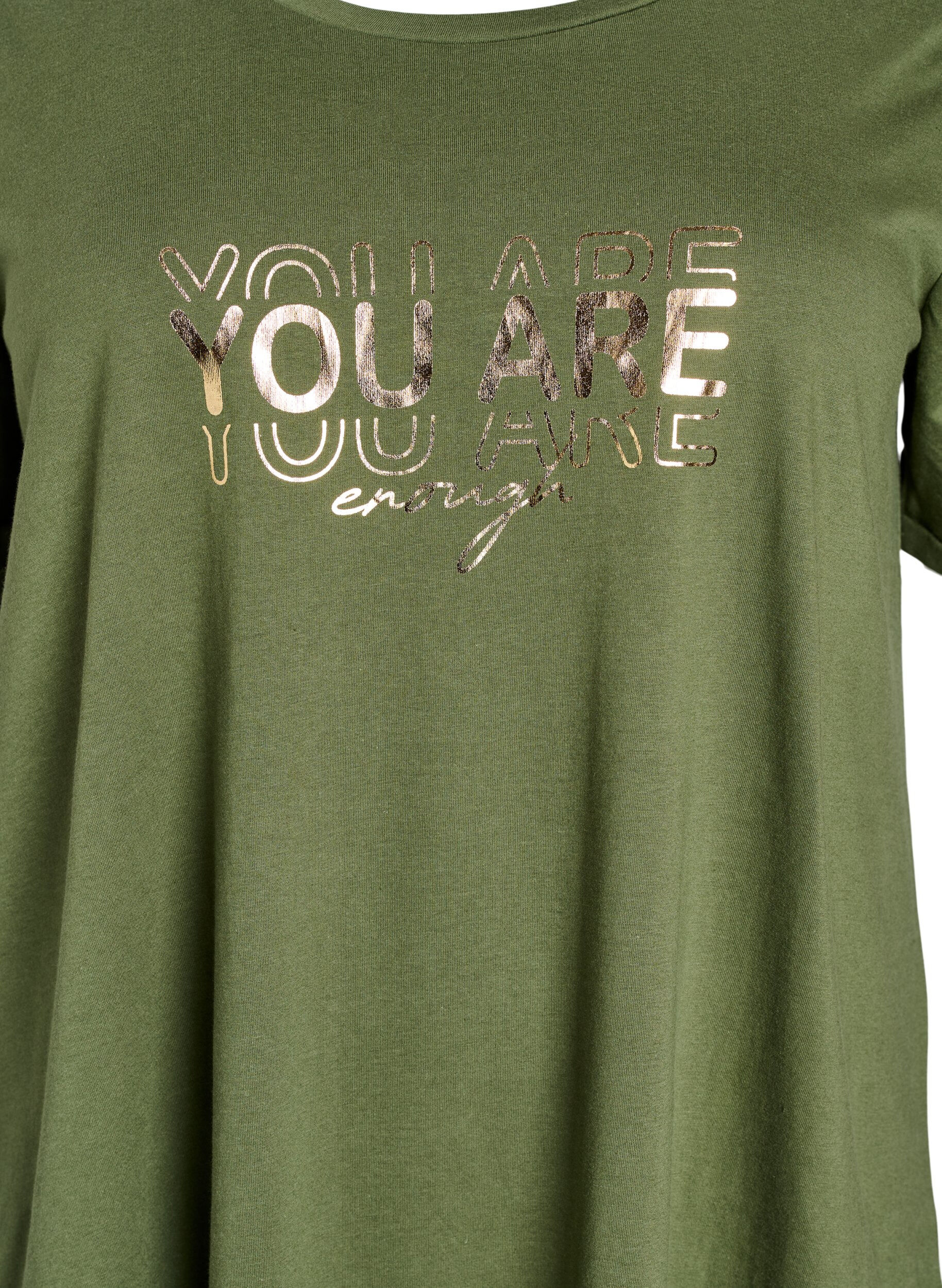 Zizzi Kortermet nattkjole i &oslash;kologisk bomull, Gr&oslash;nn, Packshot image number 2