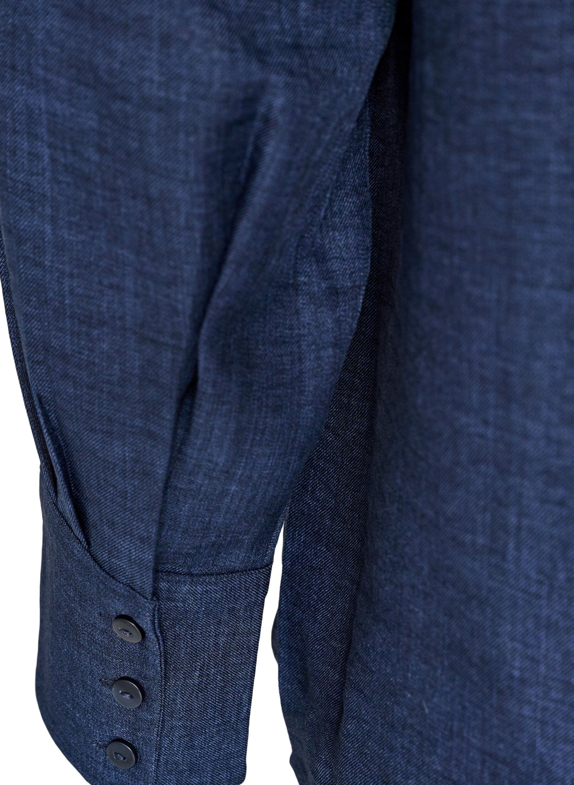 ZizziLoose fit skjorte med V-hals, Bl&aring;, Packshot image number 3