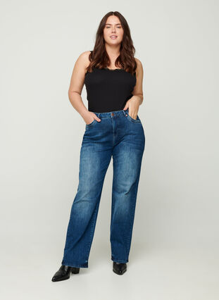 Regular Gemma jeans med høy midje, Blue denim, Model image number 2