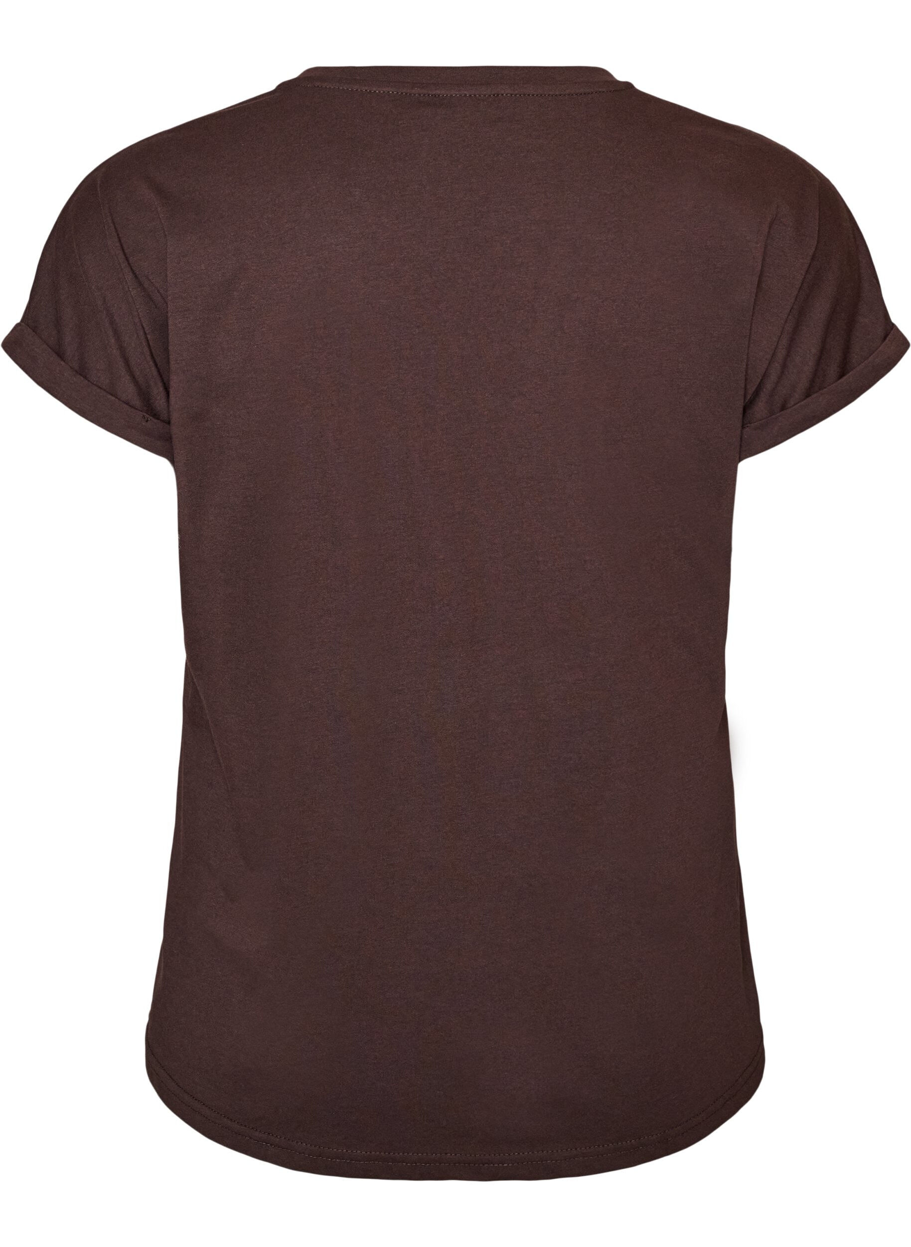 ZizziT-skjorte med dekorativt trykk foran, Brun, Packshot image number 1