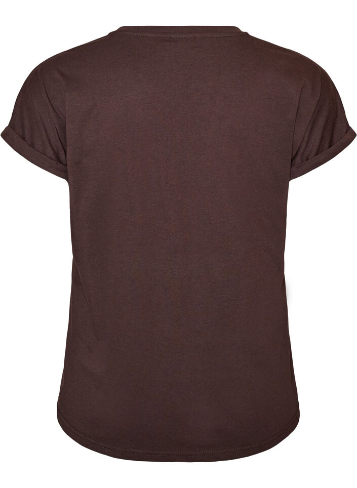 T-skjorte med dekorativt trykk foran, Brun, Packshot image number 1
