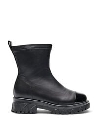 Wide fit – Chunky ankelstøvel med lakkerte detaljer, Svart Wide fit – Chunky ankelstøvel med lakkerte detaljer