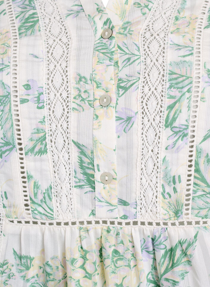 Bluse med trykk og 1/2 ermer, Hvit, Packshot image number 2