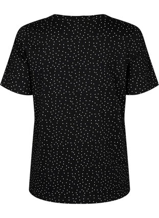 T-skjorte i økologisk bomull med prikker	, Black w. White Dot, Packshot image number 1
