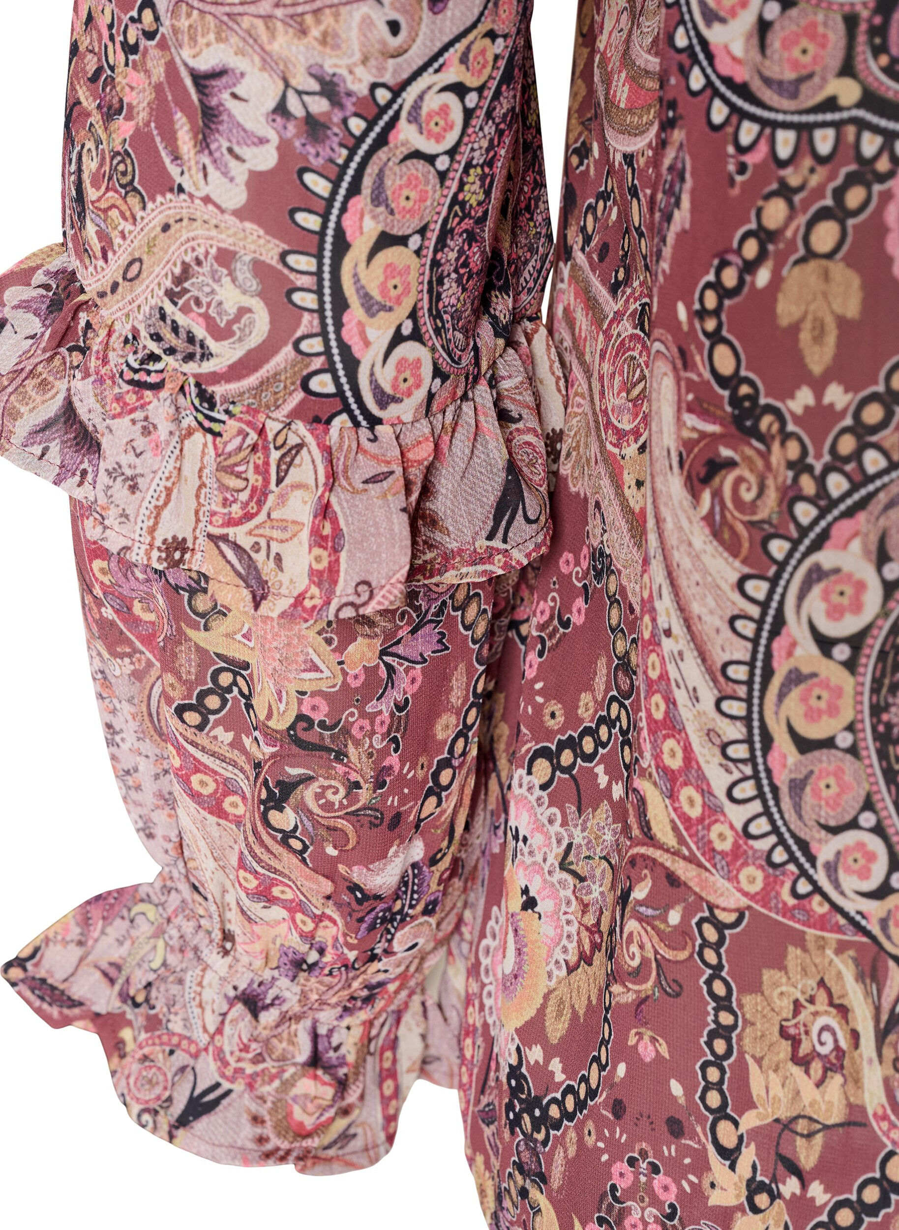 ZizziBluse med paisley-trykk og volangdetaljer, Lilla, Packshot image number 3