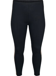 Viscose leggings med leopardprint stripe, Black W. Leo