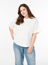 Boxy bomulls-t-skjorte, Hvit Boxy bomulls-t-skjorte, Hvit, Model