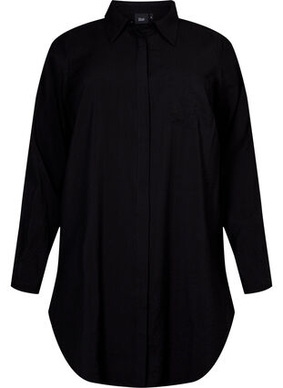 Lang skjorte i viskoseblanding, Black, Packshot image number 0