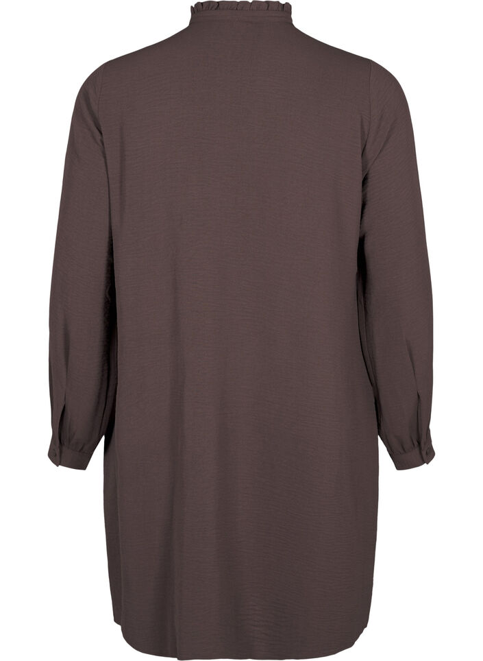 Langermet kjole med volangedetaljer, Chocolate Martini, Packshot image number 1