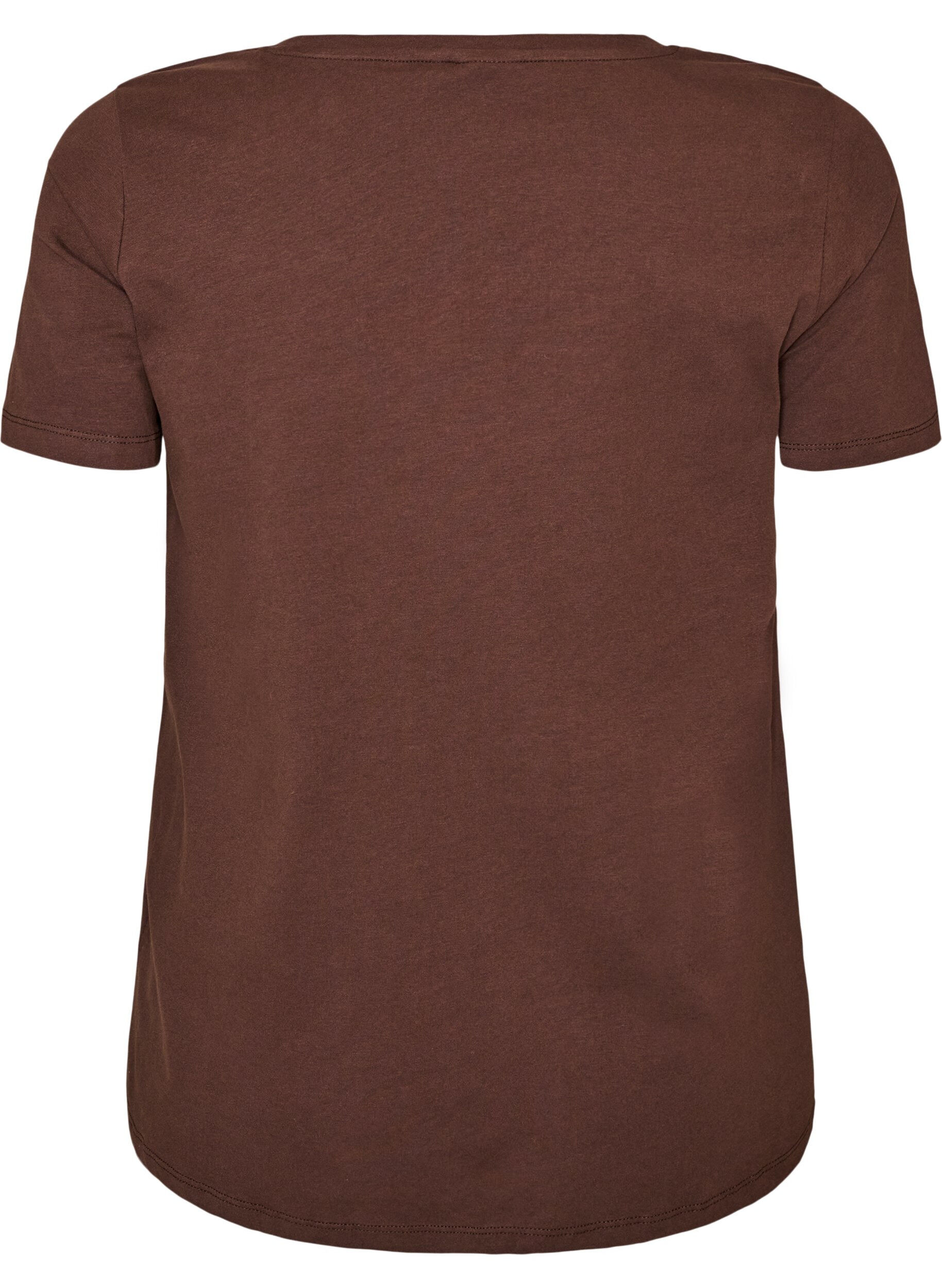 ZizziEnsfarget basis T-skjorte i bomull, Brun, Packshot image number 1