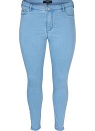Cropped Amy jeans med glidelås, Light blue denim