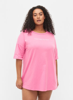 Support the breasts - T-skjorte i bomull, Wild Orchid, Model image number 0