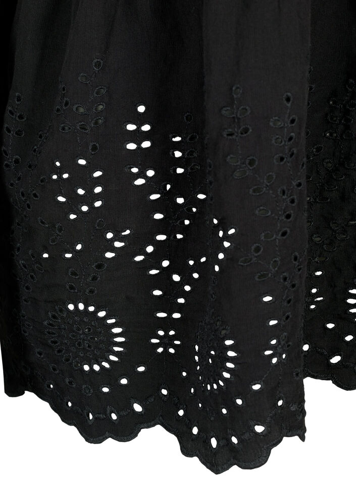 Bluse i viskose med engelsk broderi, Black, Packshot image number 3