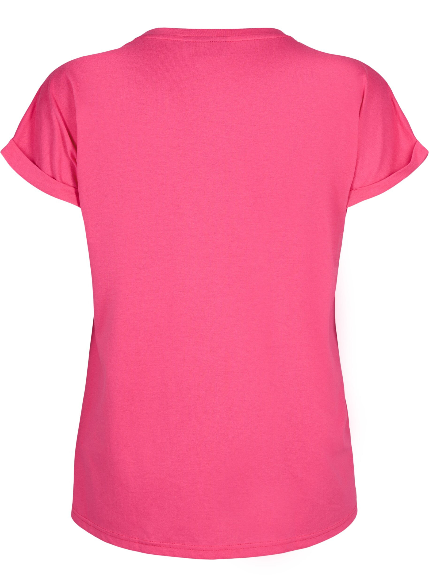 ZizziKortermet T-skjorte i bomullsblanding, Rosa, Packshot image number 1