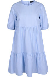Stripete kjole med korte puffermer, Blue As Sample