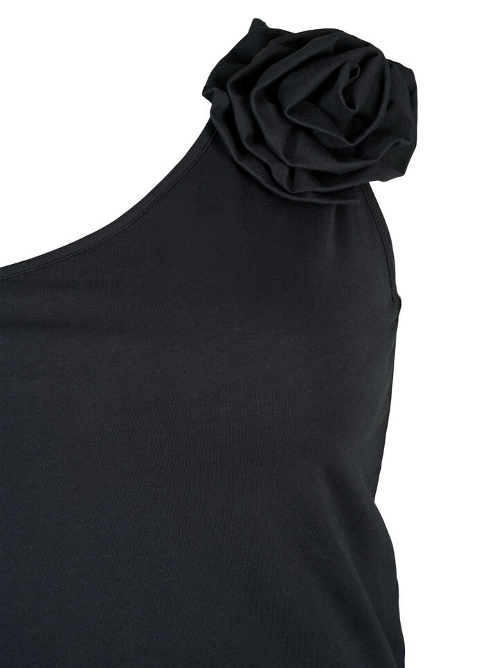 One shoulder-topp med rose, Black, Packshot