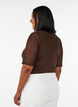 Mesh topp med korte ermer og rund hals, Brun, Model image number 2
