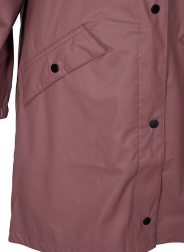 Regnjakke med hette og knappelukking, Rose Taupe, Packshot image number 3