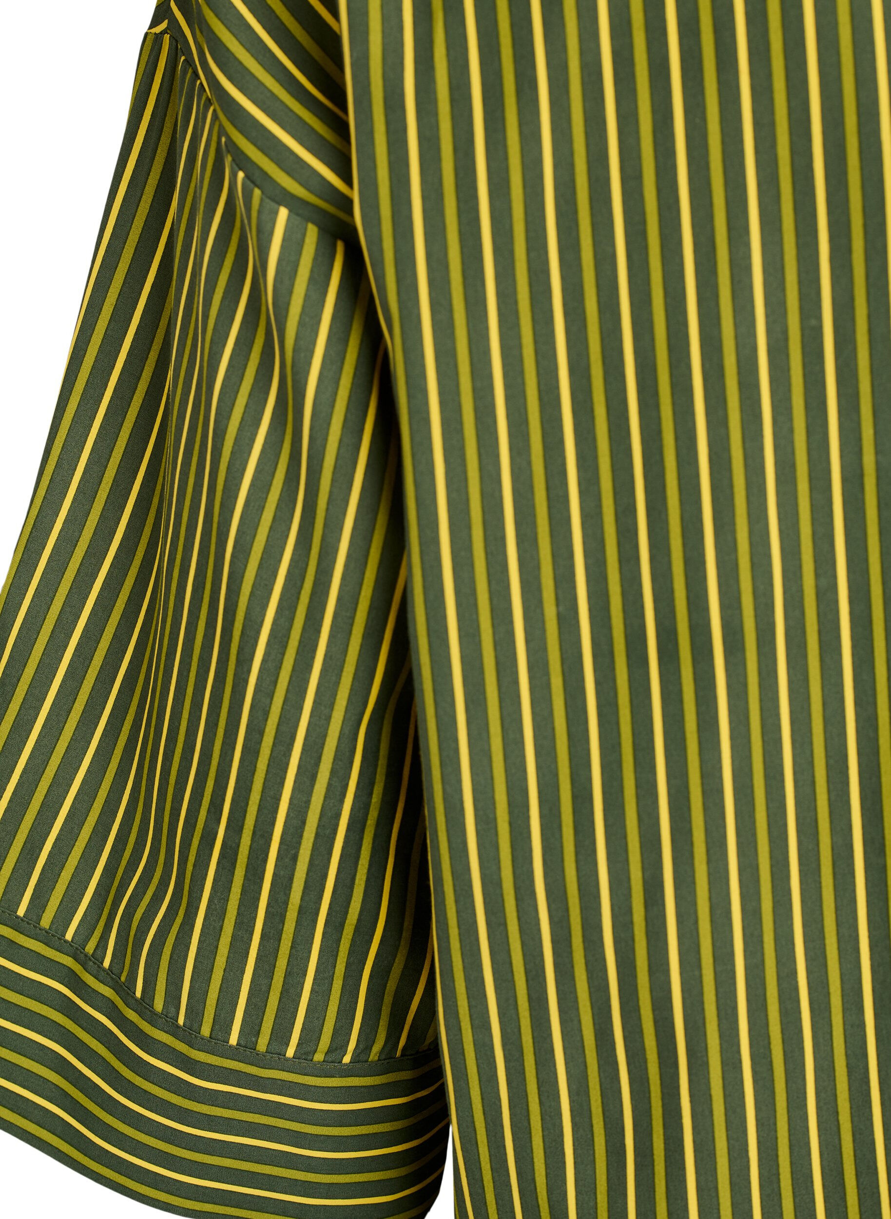 ZizziLoose fit stripete skjorte med 3/4-ermer, Gr&oslash;nn, Packshot image number 3
