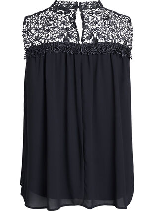 Zizzi Ermeløs festtopp med hekling, Svart, Packshot image number 1