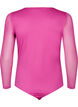 Bodystocking med blondekant og mesh, Fuchsia Red, Packshot image number 1