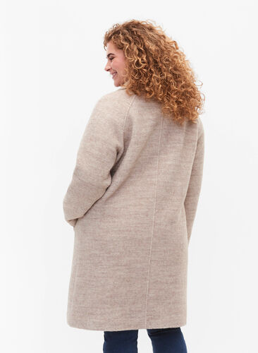 Plaid bouclé jakke med knapper, Simply Taupe, Model image number 1