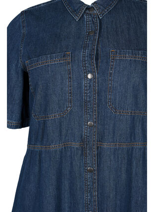 Zizzi Skjortekjole i denim med korte ermer, Blå, Packshot image number 2