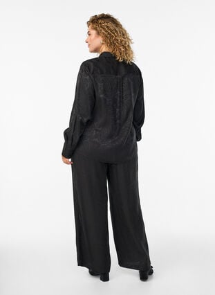 Zizzi Loose fit bukser med paisleymønster og høy midje, Svart, Model image number 1