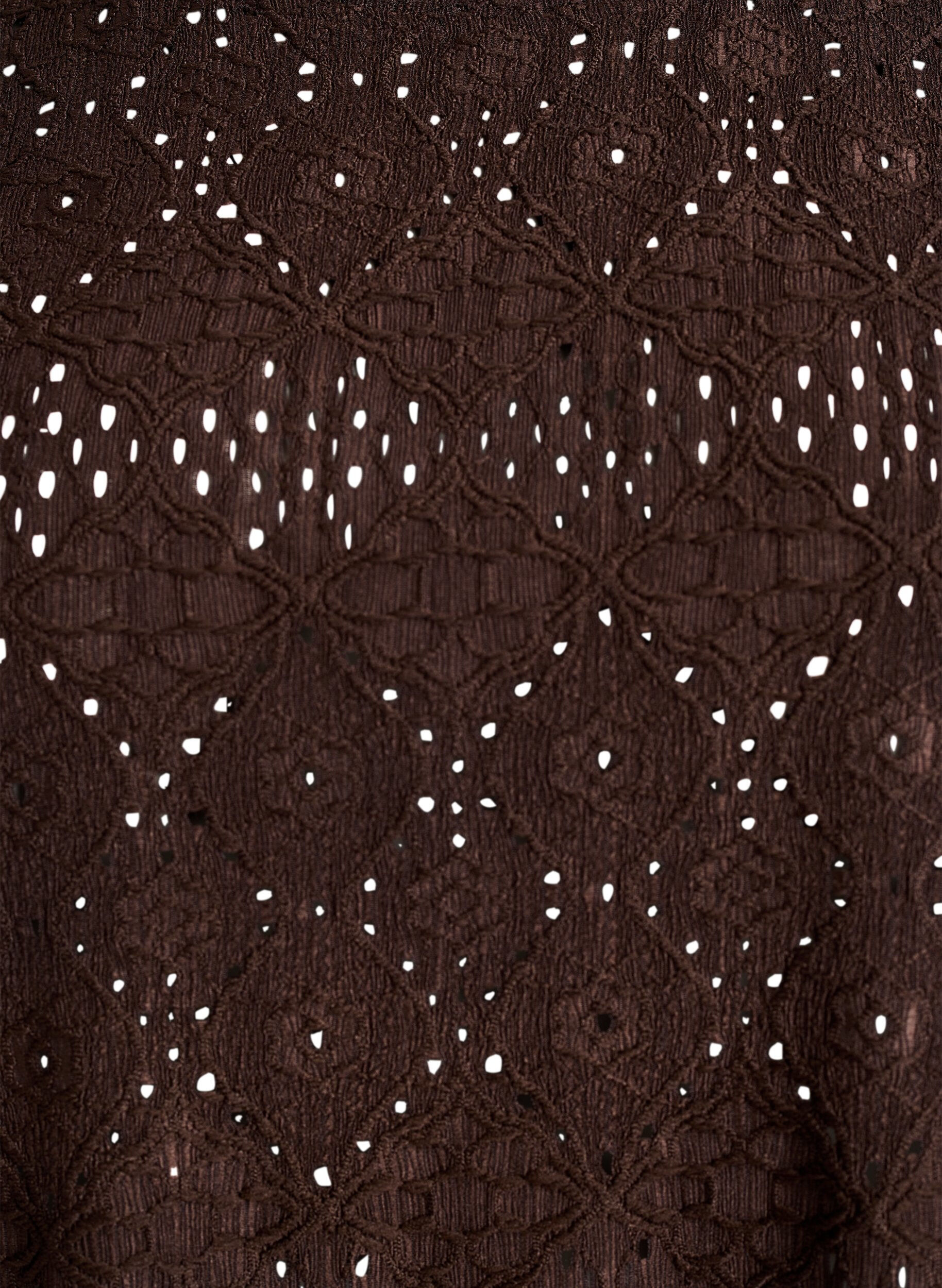 Zizzi Langermet bluse med hullbroderi, Brun, Packshot image number 2