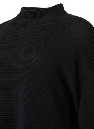 Strukturstrikket genser med høy hals, Black, Packshot image number 3