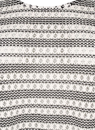 Zizzi Heklet bluse med 3/4-ermer, Black White, Packshot image number 2