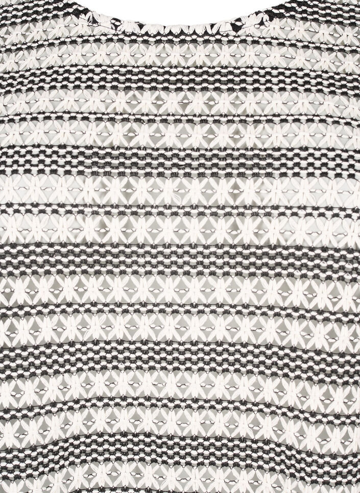 Heklet bluse med 3/4-ermer, Black White, Packshot image number 2