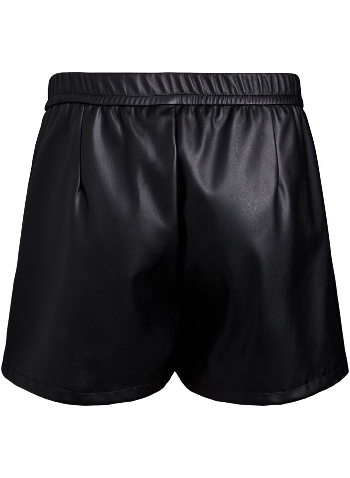 Loose fit imitert skinnshorts med elastisk linning, Black, Packshot