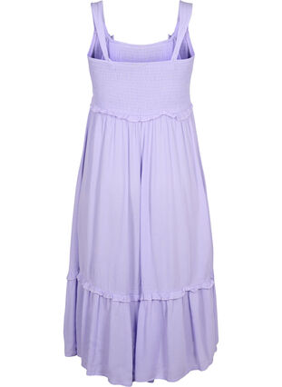 Midikjole i viskose med smock, Lavender, Packshot image number 1