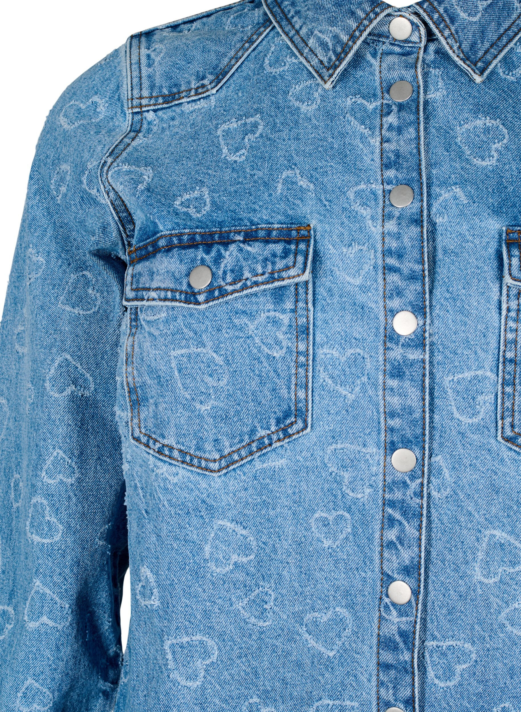 Zizzi Denimkjole med hjerte m&oslash;nster, Bl&aring;, Packshot image number 2