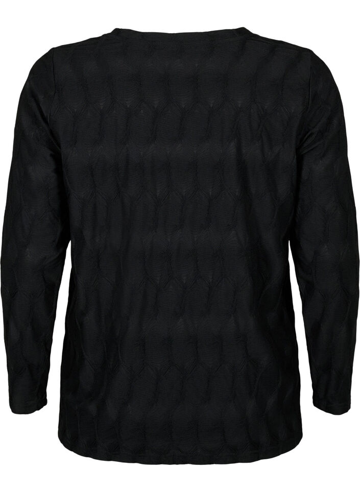 FLASH - Langermet bluse med struktur, Black, Packshot image number 1