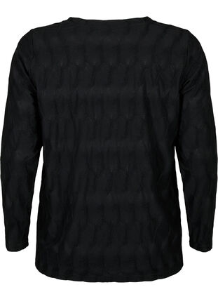 FLASH - Langermet bluse med struktur, Black, Packshot image number 1