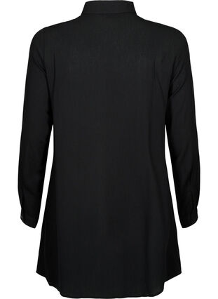 Lang skjorte i viskose med lange ermer, Black, Packshot image number 1