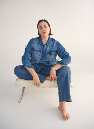 Zizzi Gemma jeans med høy midje og regular fit, Blå, Image image number 0