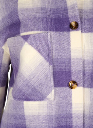 Rutete skjortejakke med knapper og lommer, Purple Check, Packshot image number 2