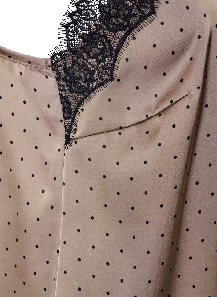 Stroppetopp med blonder og asymmetrisk kant, Beige, Packshot image number 3