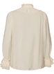 Viskosebluse med volanger og lange ermer, Vanilje, Packshot image number 1